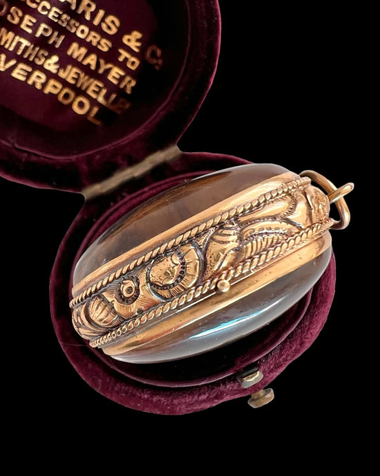 VICTORIAN LARGE ROCK CRYSTAL & 15CT GOLD LOCKET