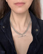 ANTIQUE CHUNKY SILVER CURB ALBERT CHAIN WITH T-BAR