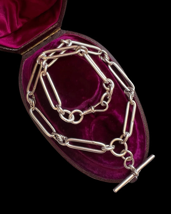 VICTORIAN SILVER PAPERCLIP ALBERT CHAIN