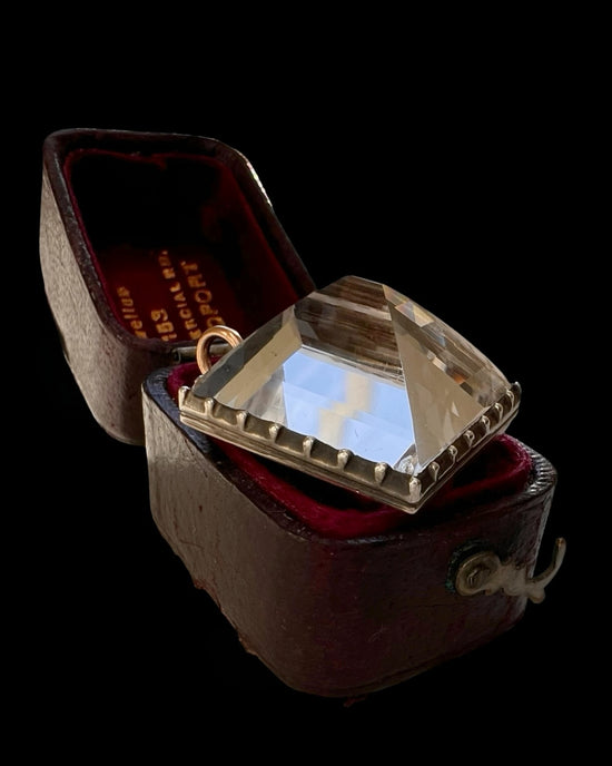 19TH CENTURY LARGE ROCK CRYSTAL PYRAMID PENDANT