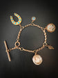 ANTIQUE 9CT GOLD CHARM CHAIN BRACELET