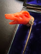 EARLY 19TH CENTURY CORAL GREYHOUND STICKPIN