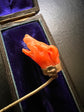 EARLY 19TH CENTURY CORAL GREYHOUND STICKPIN