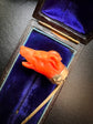 EARLY 19TH CENTURY CORAL GREYHOUND STICKPIN