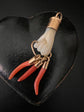 MOTHER OF PEARL & CORAL HAND PENDANT