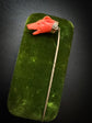 EARLY 19TH CENTURY CORAL GREYHOUND STICKPIN