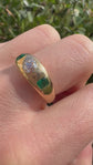 ANTIQUE DIAMOND & EMERALD FLUSH SET RING