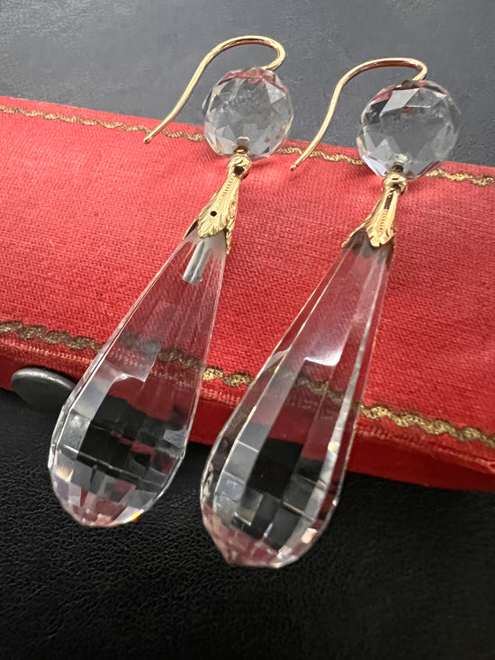19TH CENTURY FRENCH ROCK CRYSTAL EARRINGS