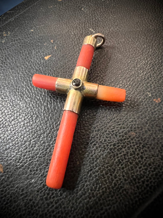 VICTORIAN STANHOPE CORAL CROSS