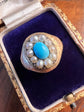 CHUNKY PEARL & TURQUOISE CLUSTER RING
