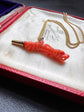 19TH CENTURY CORAL DOG WATCH KEY PENDANT
