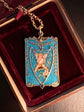 FRENCH ANTIQUE CHERUB ENAMEL PENDANT / MIRROR