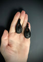 VICTORIAN WHITBY JET CAMEO EARRINGS