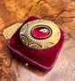 LARGE VICTORIAN 15CT GOLD, GARNET & ENAMEL BROOCH