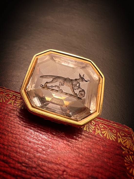 GEORGIAN FOX ROCK CRYSTAL & HIGH CARAT GOLD FOB