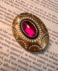 LARGE VICTORIAN 15CT GOLD, GARNET & ENAMEL BROOCH