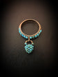 VICTORIAN TURQUOISE PAVE HEART PADLOCK RING