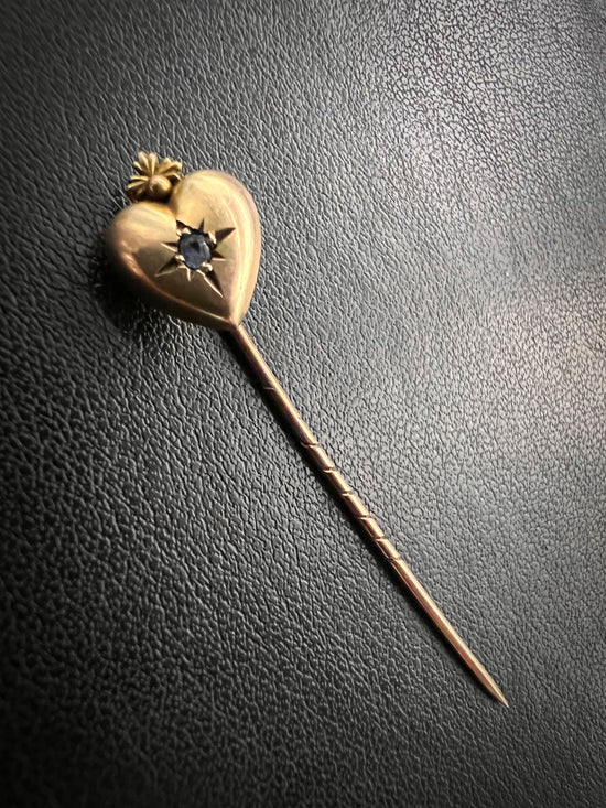 SAPPHIRE BURNING HEART STICK PIN