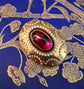 LARGE VICTORIAN 15CT GOLD, GARNET & ENAMEL BROOCH