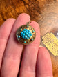 ETRUSCAN REVIVAL TURQUOISE BOMBE PENDANT