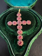 GEORGIAN GARNET CLUSTER CROSS