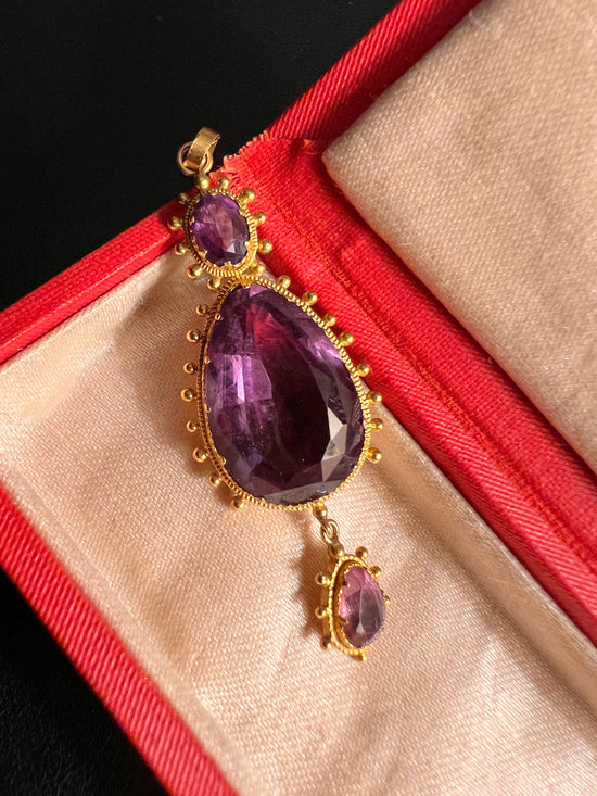 GEORGIAN CHUNKY AMETHYST DROP PENDANT