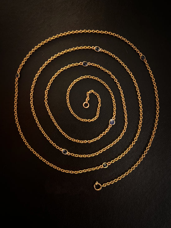 ANTIQUE 15CT GOLD & SAPPHIRE CHAIN