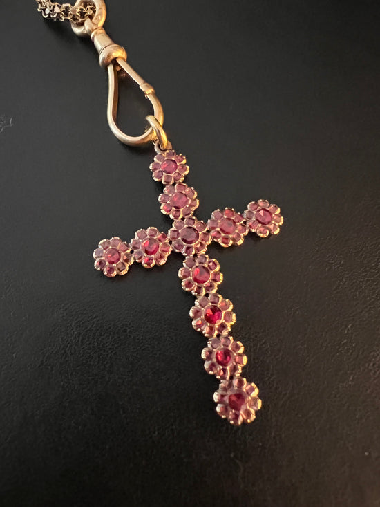 GEORGIAN GARNET CLUSTER CROSS