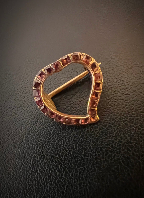 GEORGIAN GARNET WITCHES HEART BROOCH