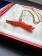 19TH CENTURY CORAL DOG WATCH KEY PENDANT
