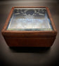 VICTORIAN GLASS, LEATHER & SILK BOX