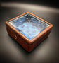 VICTORIAN GLASS, LEATHER & SILK BOX