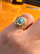 CHUNKY PEARL & TURQUOISE CLUSTER RING