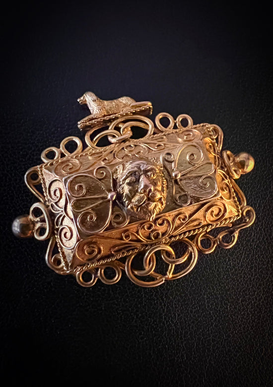 ETRUSCAN REVIVAL LION BROOCH