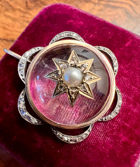 VICTORIAN ROCK CRYSTAL & DIAMOND PENDANT