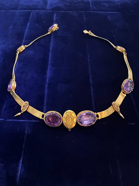 VICTORIAN 15CT GOLD & AMETHYST COLLAR