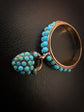 VICTORIAN TURQUOISE PAVE HEART PADLOCK RING