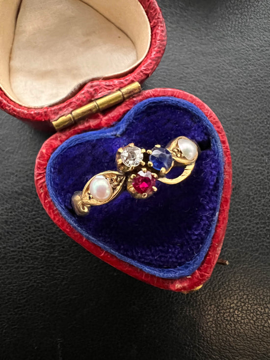 EDWARDIAN RUBY, DIAMOND & SAPPHIRE RING